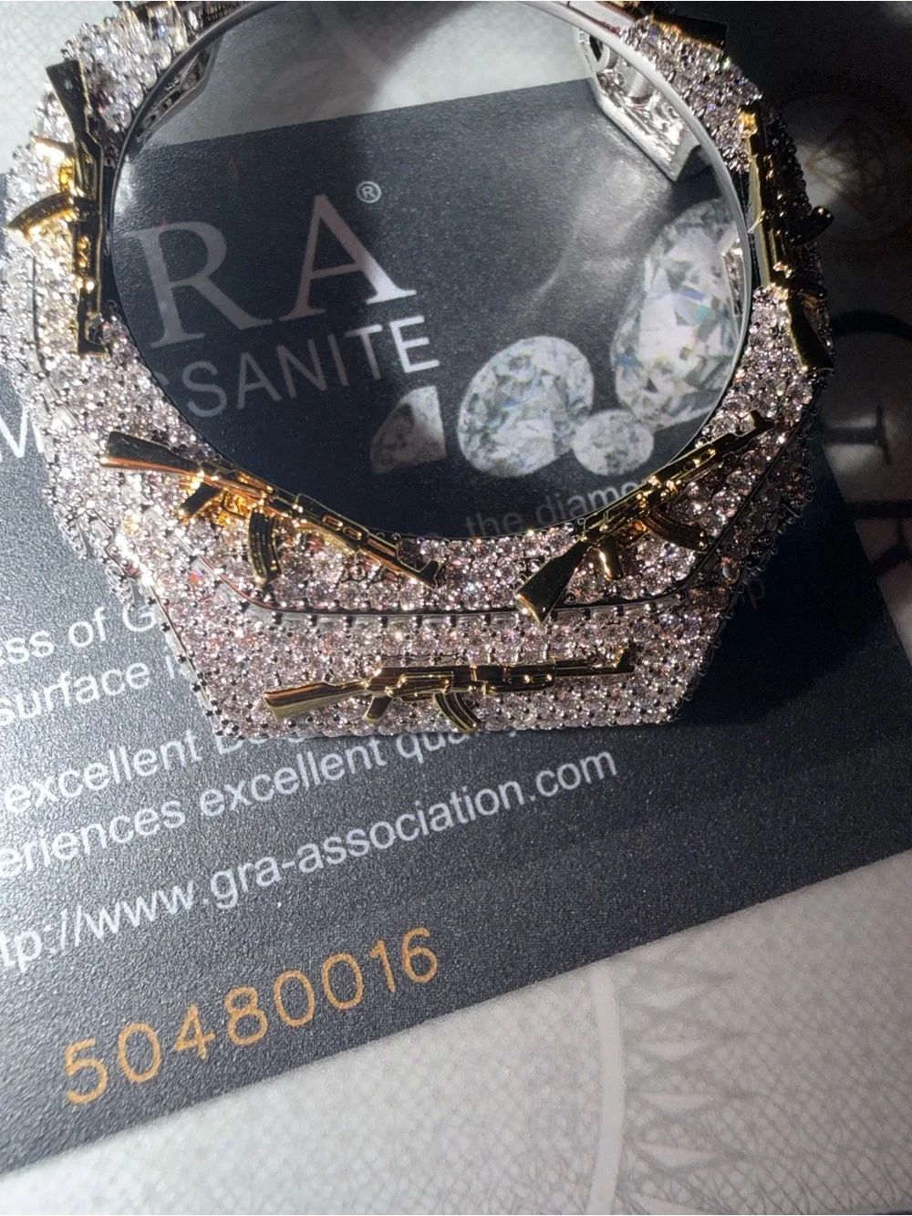 G-Shock Silver and Gold Moissanite Bezel Accent